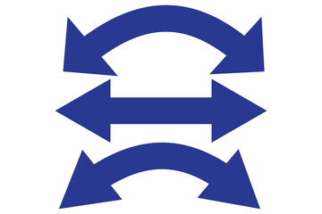 Dual semi circle arrow vector illustration. Semicircular curved thin long double ended arrow on isolated background.