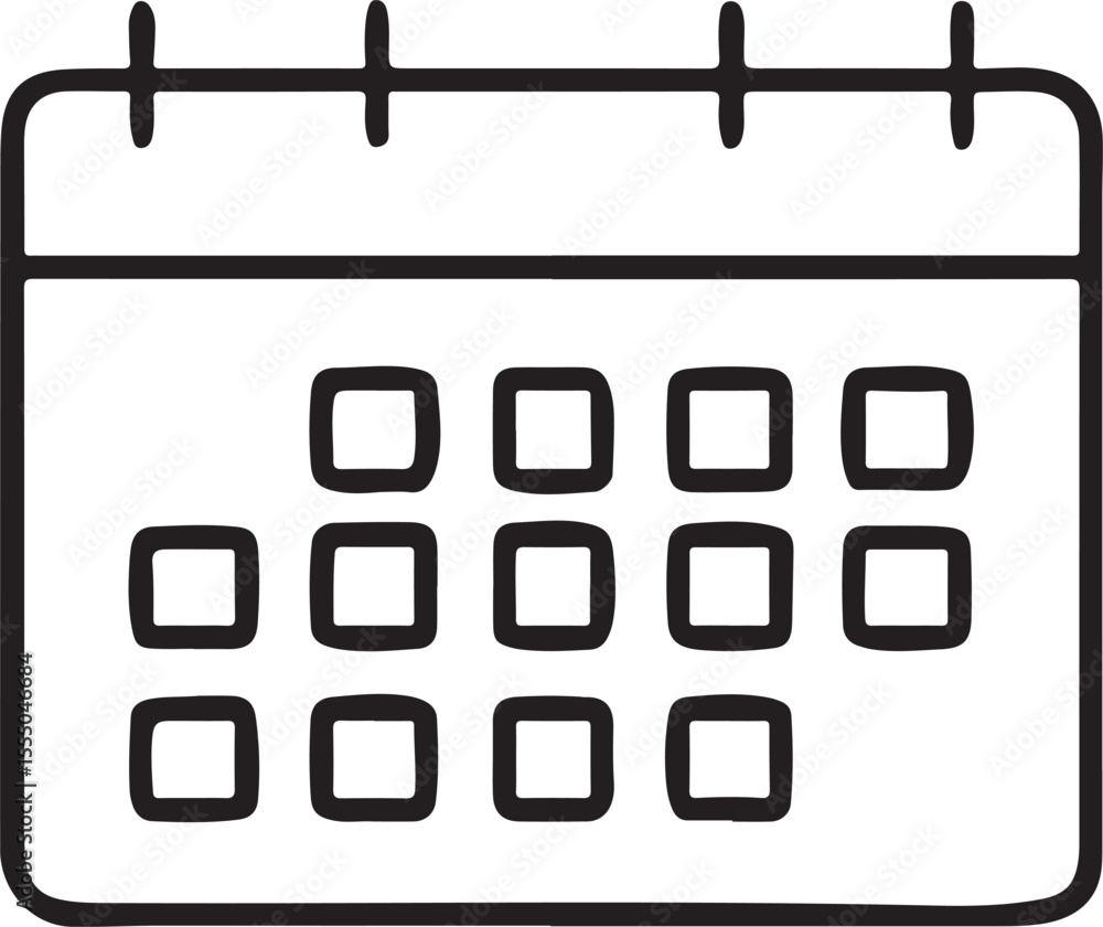 Aufkleber flat black calendar icon with clean line art design for scheduling planning and date management