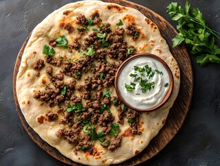 Ground Lamb Flatbreads with Yogurt: A Flavor-Packed Middle Eastern-Inspired Dish, pizza with mushrooms and cheese
