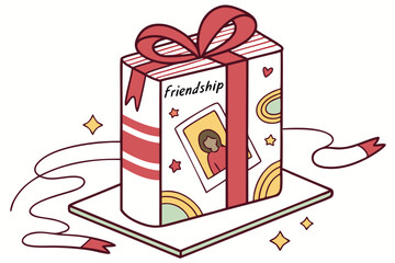 Gift wrapped book illustration with decorative cover design