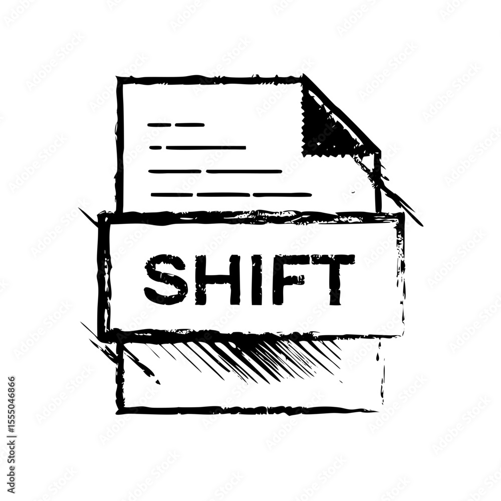 Poster shift document icon isolated on white background in sketch style