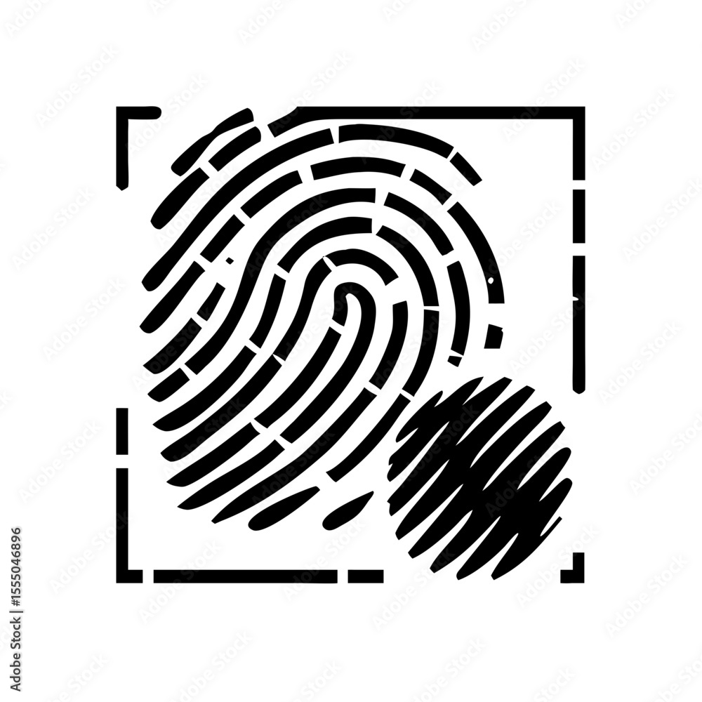 Poster fingerprint icon isolated on white background in sketch style