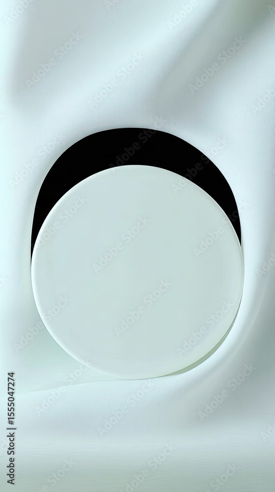 Poster soft white fabric background with circular display