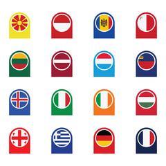 Set of Various Shaped Flags Isolated on White Background