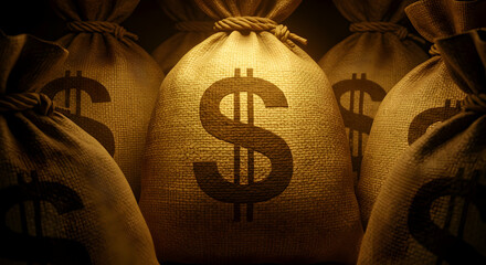 Financial Success Wealth Money Bags Abundance Prosperity Rich Investment Finance Capital Dollars Currency Banking Business Growth Income Savings