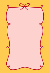 Cute hand drawn label frame with ribbon vector. illustration of an abstract background