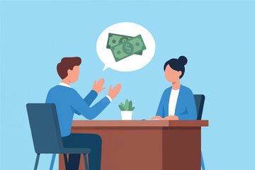 Business meeting with money discussion isolated on transparent background