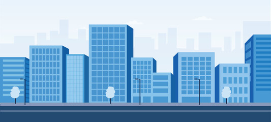 Modern Urban City Skyline Vector Illustration