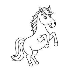 A graceful line art illustration of a horse standing, perfect for a printable coloring page.