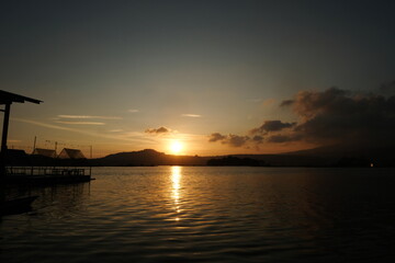 sunset over the harbor