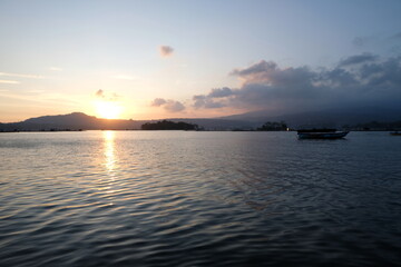 sunset over the lake
