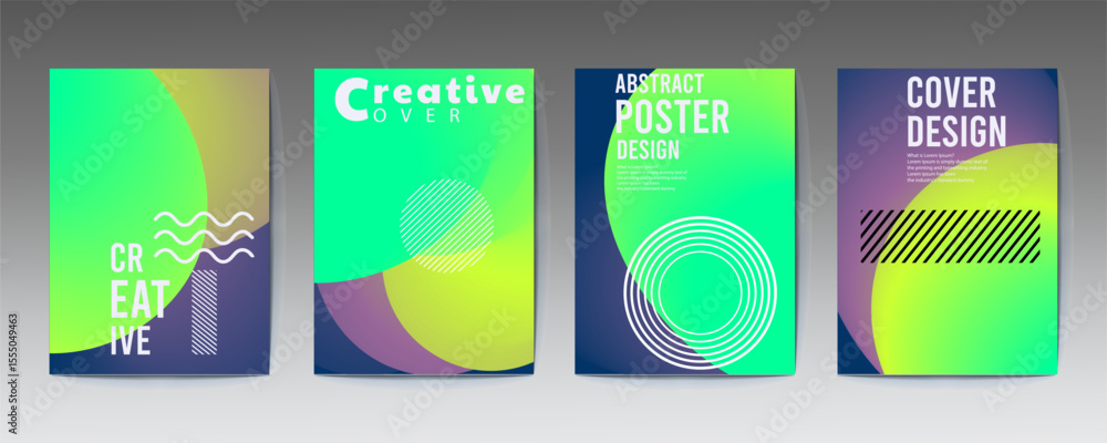 Poster abstract poster design, abstract cover templates with soft gradient circles. futuristic backgrounds 
