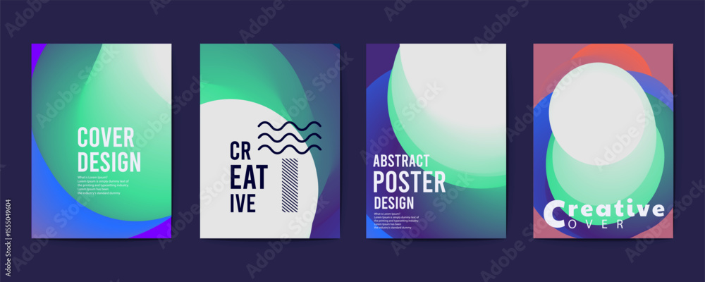 Poster abstract poster design, abstract cover templates with soft gradient circles. futuristic backgrounds 
