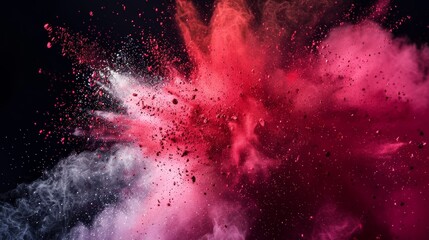 red and white explosion of dust and debris. The red and white colors are vibrant and eye-catching, creating a sense of energy and excitement. The image is dynamic and full of movement, as the dust