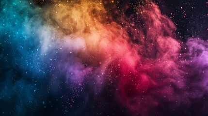 Colored powder explosion, A colorful, multi-colored background with a lot of small dots. The background is a mix of blue, red, and yellow