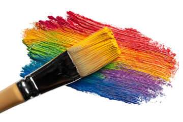 Rainbow paint stroke with paintbrush.