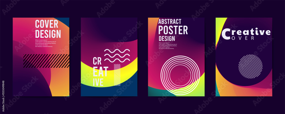 Aufkleber abstract poster design, abstract cover templates with soft gradient circles. futuristic backgrounds 