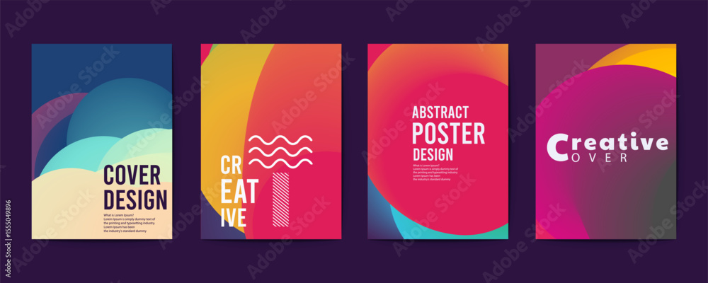 Aufkleber abstract poster design, abstract cover templates with soft gradient circles. futuristic backgrounds 