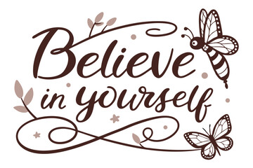 Inspirational friendship quote hand lettered design in white