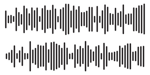 Black sound wave icon. Podcast soundwave line of voice. Record music player Icon. Mobile talk track. Sound waves for voice message. Audio wave icon.Waves of the equalizer. Voice message and sound 