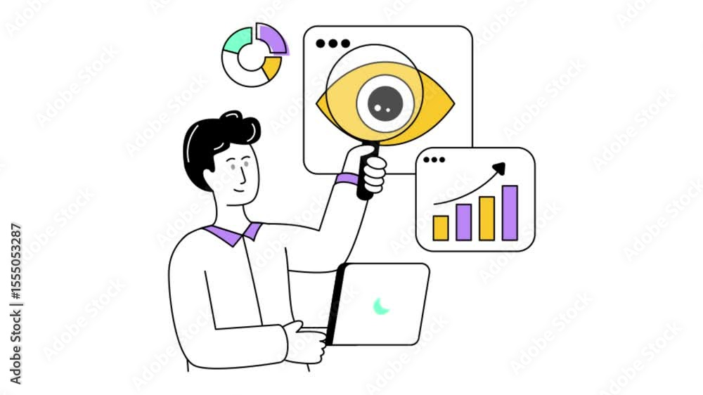 Poster data monitoring 2d flat animation