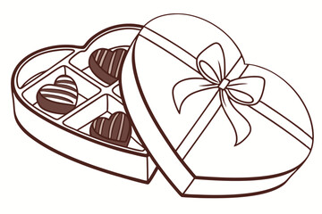 Elegant heart shaped chocolate box design with romantic floral accents