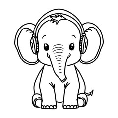 Baby Elephant Line Art Coloring Page for Jungle Theme