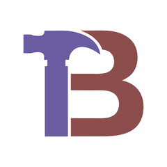 Hammer forming letter b shape abstract design background blue © fazlay907