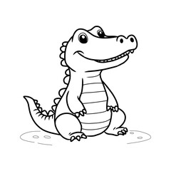 Friendly Alligator Line Art Coloring Page