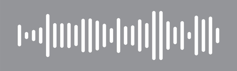  White sound wave icon vector on black background. Podcast soundwave line of voice. Record music player Icon. Mobile talk track. Sound waves for voice message. Audio wave icon.Waves of the equalizer. 