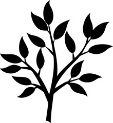 Vector tree silhouette icon, black colour, isolated on white