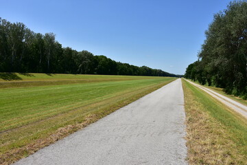 Bike way  E8 along river Danuábe near town Hainburg