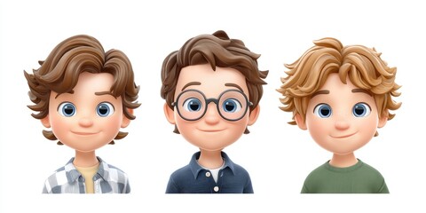 Unique character styles showcased with three different memoji designs featuring various hairstyles and expressions