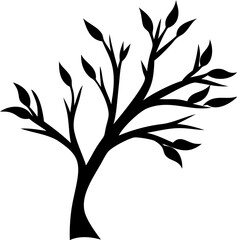 Minimalist tree vector icon, black on white, eco-friendly design