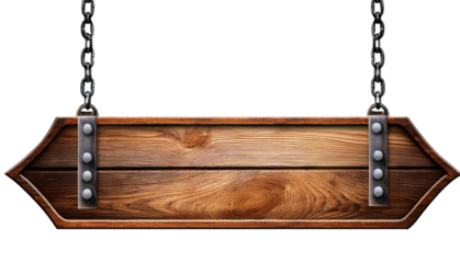 Wooden Sign Hanging by Chains