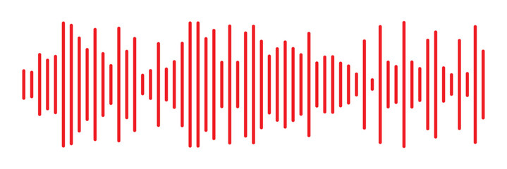Red sound wave icon. Red Podcast soundwave line of voice. Record music player in red colour. Mobile talk track. Red Sound waves for voice message. Audio wave icon.Waves of the equalizer. 
