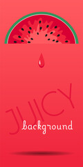Watermelone slice , a falling drop and light shadow Poster with text space in bright colors