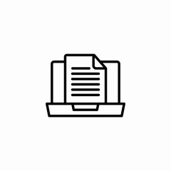 laptop with documents icon sign vector