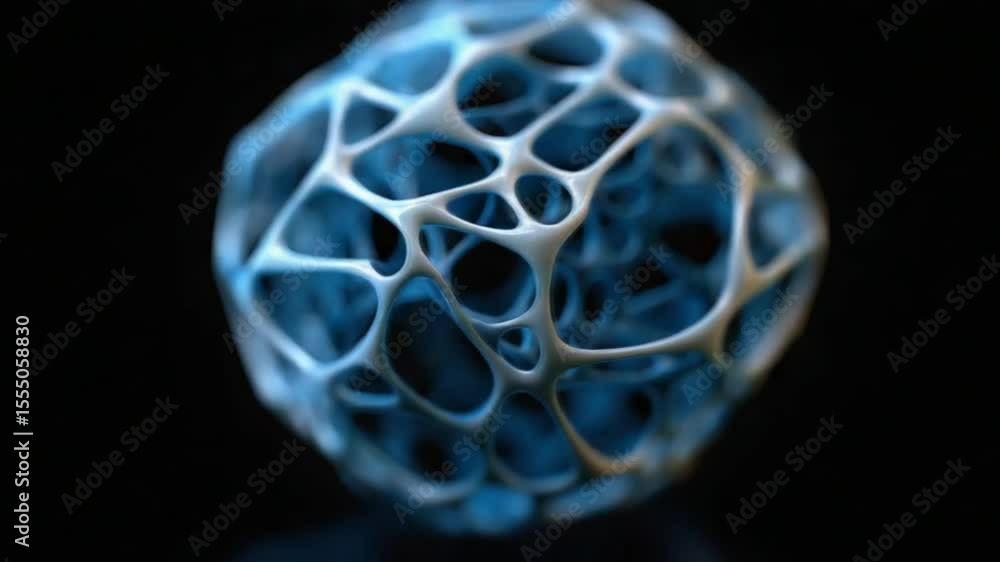 Poster abstract blue and white interconnected sphere structure floating in dark space studio lighting f d r