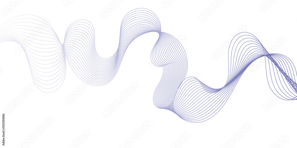 Poster abstract flowing wave made of thin, blue gradient lines on a white background. elegant, minimal desi