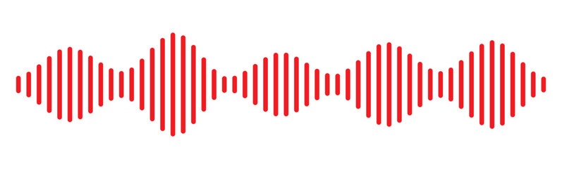Red sound wave icon. Red Podcast soundwave line of voice. Record music player in red colour. Mobile talk track. Red Sound waves for voice message. Audio wave icon.Waves of the equalizer. 