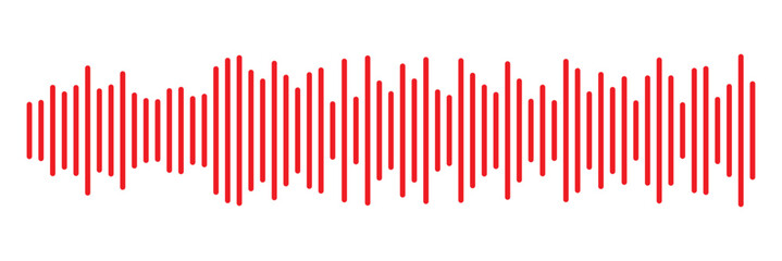 Red Music wave line sound icon audio frequency signal podcast radio sound wave . Red sound wave Effect. Red sound and audio waves. Volume wave ,Waves of the equalizer. Podcast soundwave line of voice.