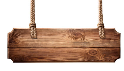 A blank wooden sign hanging by chains, perfect for cafe, pub, or business.