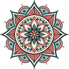 hand drawn doodle mandala. Ethnic mandala with colorful tribal ornament