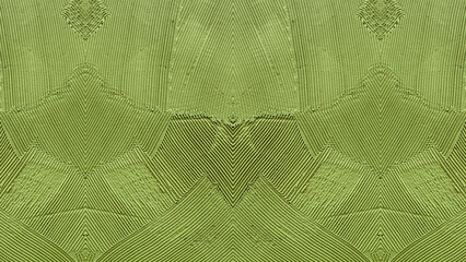 Intricate abstract pattern with a green color scheme featuring symmetrical, geometric shapes