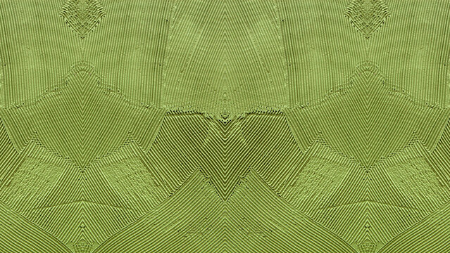 Intricate abstract pattern with a green color scheme featuring symmetrical, geometric shapes