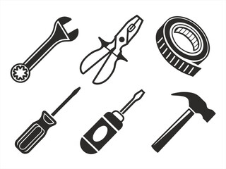 repair icon set sihouette black vector bundle