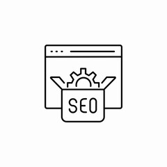 website window with gear in box icon sign vector