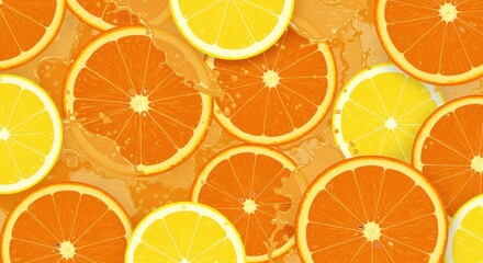 Obraz premium Vibrant Orange and Lemon Slices Splashing in Juice