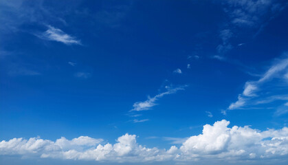 Beautiful blue sky with fluffy clouds